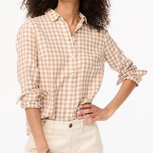 J. Crew Gingham Camel Flannel Shirt